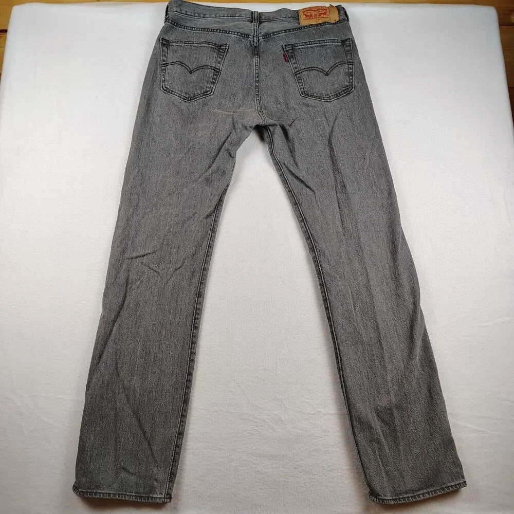 Levi 501 Jeans Men 34 x 34  Charcoal Gray Button Fly Red Tab - Picture 2 of 11
